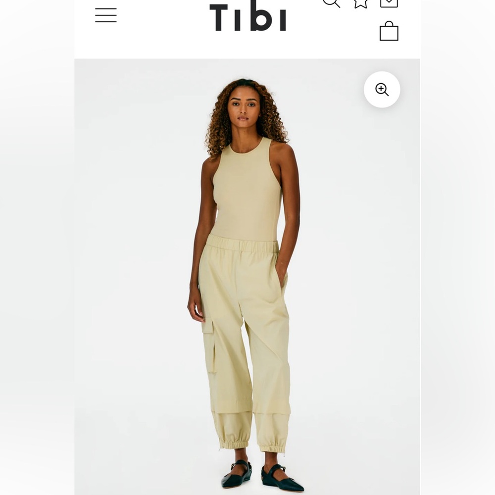TIBI T-Shirt Crewneck Racerback Bodysuit Powder Yellow XS